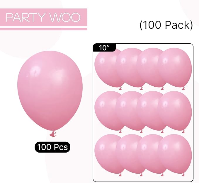 PartyWoo Baby Pink Balloons 100pcs 10 Inch Pastel Light Pale Pink Balloons - Image 6