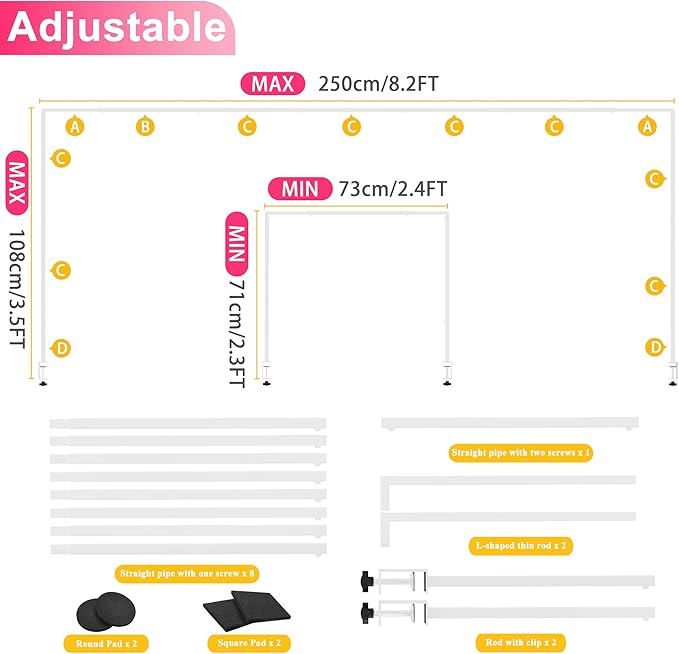 Over The Table Rod Stand with Clamps White Table Arch Banner Stand | Adjustable - Image 2