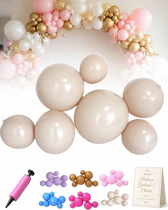 Reusable Balloon Garland 5 Cluster Inflatable Latex Free PVC Clusters Arch Kit by Frewac