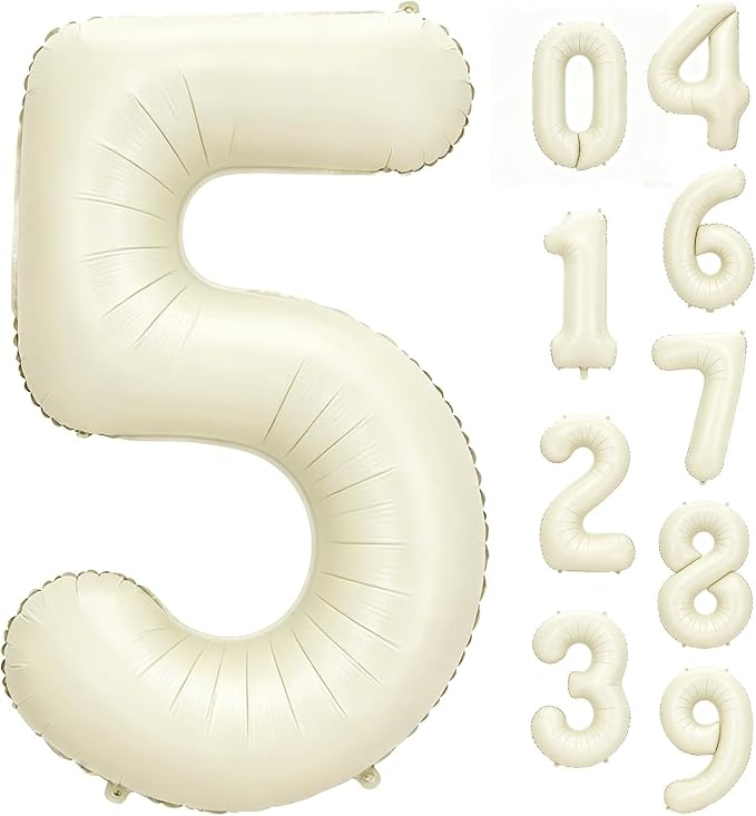 40 Inch Beige Number 5 Foil Balloon by Unknown