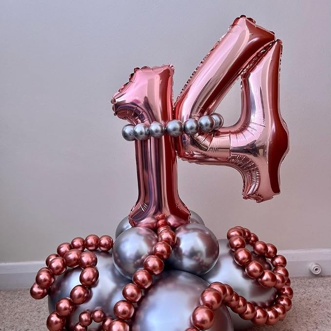 Rose Gold 14 Number Balloons, 40 Inch Big Giant Jumbo 14 or 41 Balloon Numbers - Image 5
