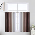 Brown and Greyish White Ombre Short Blackout Cafe Curtains 36 Inch Length by ESTELARTEXTILER