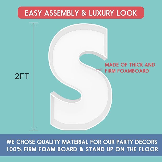 2FT Letter S Mosaic Balloon Frame Letter DIY Fillable Letters Kit - Image 2