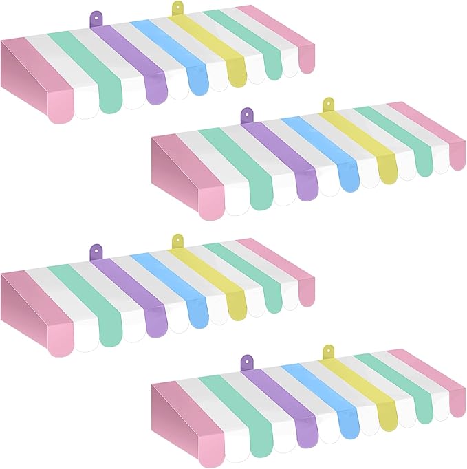 Boao 4 Pack Pastel Circus Awning Decoration Macaron 3D Stripe Cardboard Awning by Boao