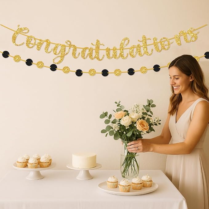 Graduation Decorations 2026 – Gold Congratulations Graduate Banner, Pre-Strung - Image 5