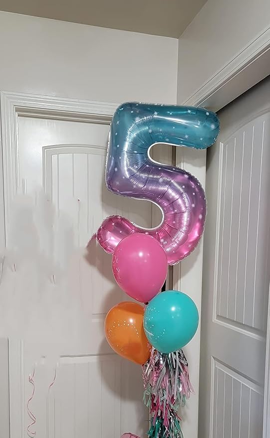 Number Balloons 40 Inch Pink Blue Purple 8 Balloon - Image 2
