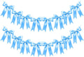 2 Strings of 16PCS Blue Bow Garlands Banner Decoration, Pre-Strung Satin Ribbon by Unknown