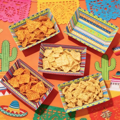 Fiesta Decorations, 50 Pcs Mexican Food Trays - 2 Designs Nacho Boat - Image 6