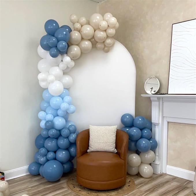Dusty Blue Balloon Set, Pastel Blue Beige Cream Ocean Balloon - Image 6