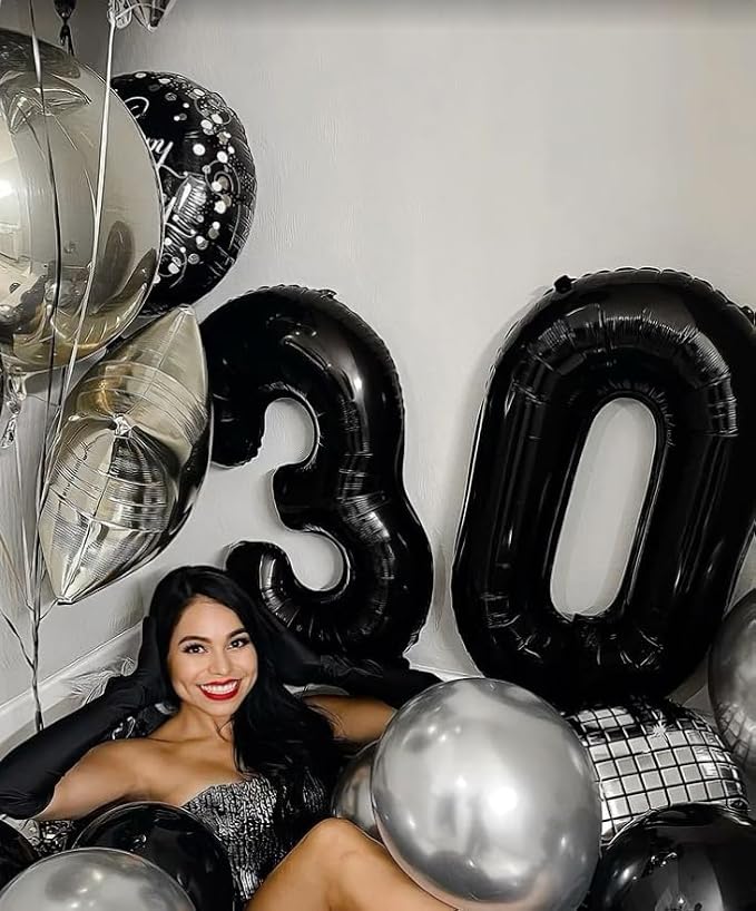 Black 40 Inch 0 Number Balloons, Balloon Decorations - Image 4