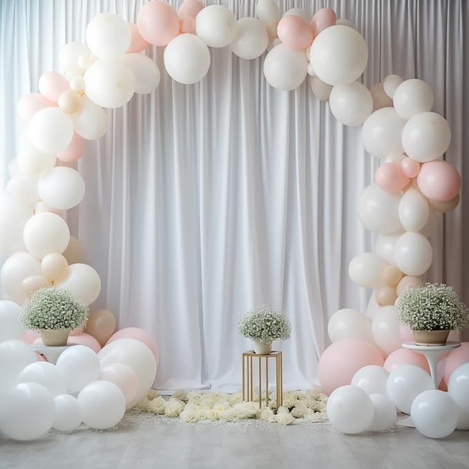 30ftx15ft Wrinkle Free White Backdrop Curtain, 6 Panels 15FT Height White Wedding Backdrop Drapes, Silky Polyester Back Drop Cloth for Birthday Photography Background Party Backdrop Draping