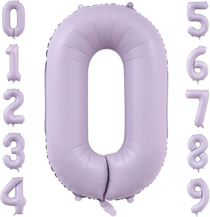 Pastel Purple 0 Number Balloons, 40 Inch Light Purple 0 Balloons Large Helium by BBPOOL