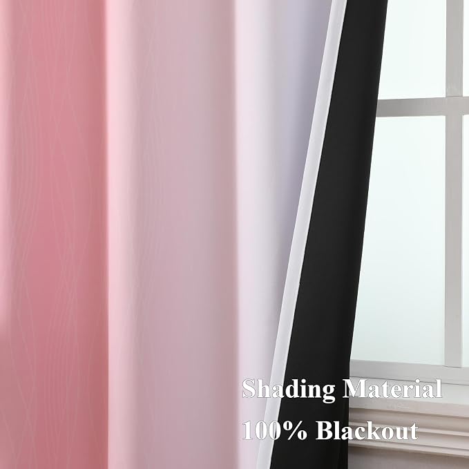 Pink and Greyish White Ombre Blackout Curtains 54 Inch Long - Image 5