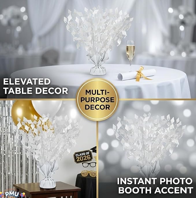 PMU 3 Pcs White Graduation Balloon Weights, Graduation Centerpieces - Image 4