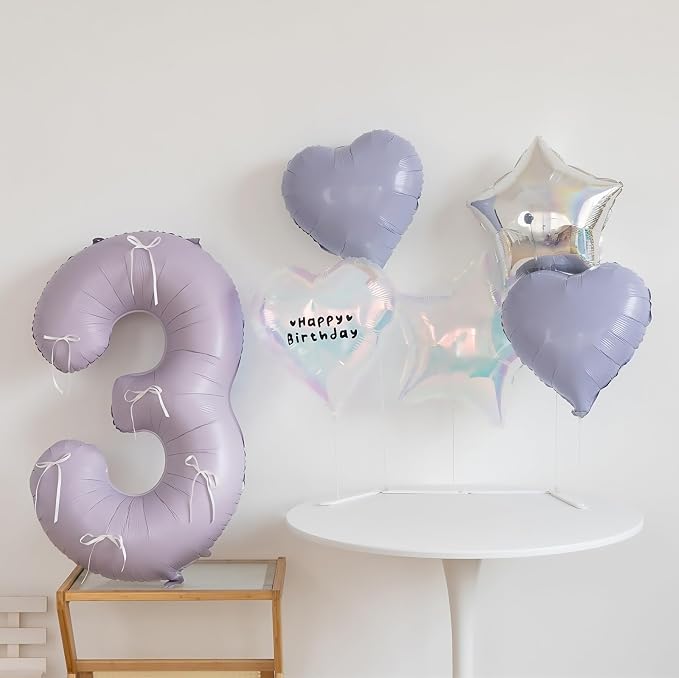 Pastel Purple 4 Number Balloons, 40 Inch Light Purple 4 Balloons Large Helium - Image 5