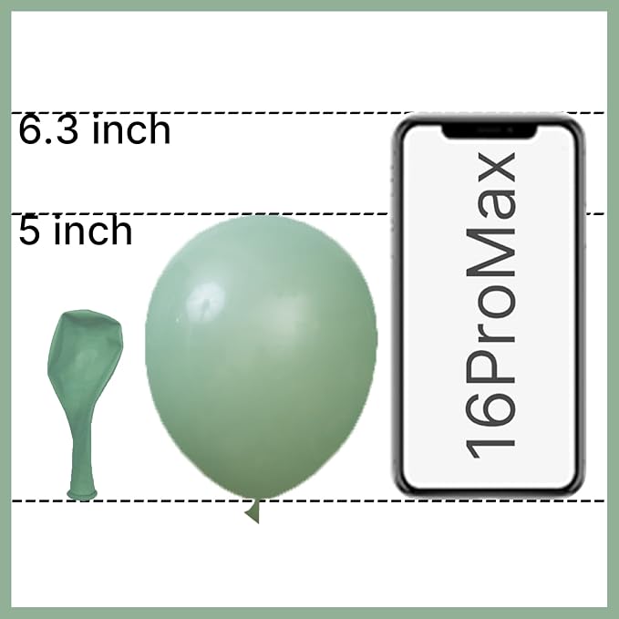 PartyWoo Sage Green Balloons 50pcs Olive Eucalyptus Dusty Green Boho Color | 5 - Image 2
