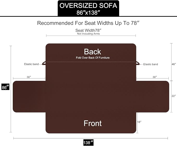 U-NICE HOME Large Sofa Cover Reversible Couch Cover, Pet Friendly, Elastic - Image 6