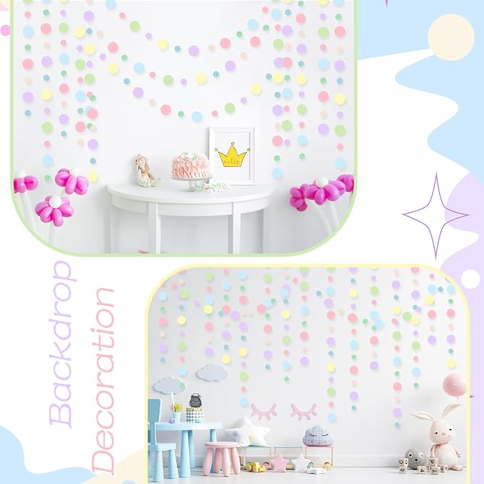 Outus 10 Pieces Colorful Circle Garland Banner Hanging Paper Dot Decorations - Image 5