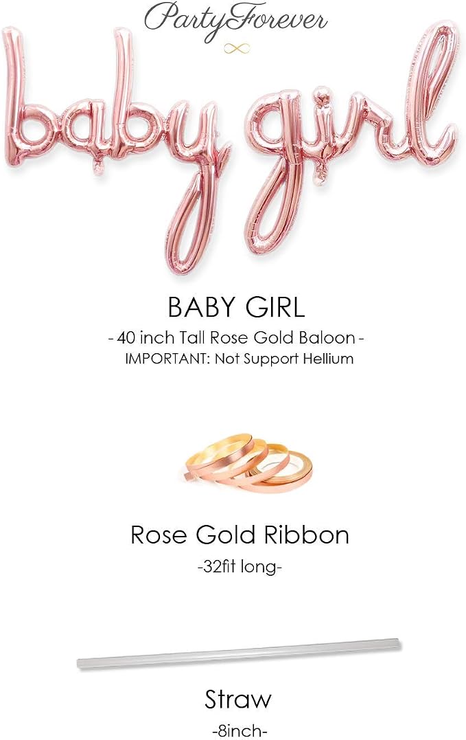 PartyForever Baby Girl Balloon Rose Gold Letters - Image 2