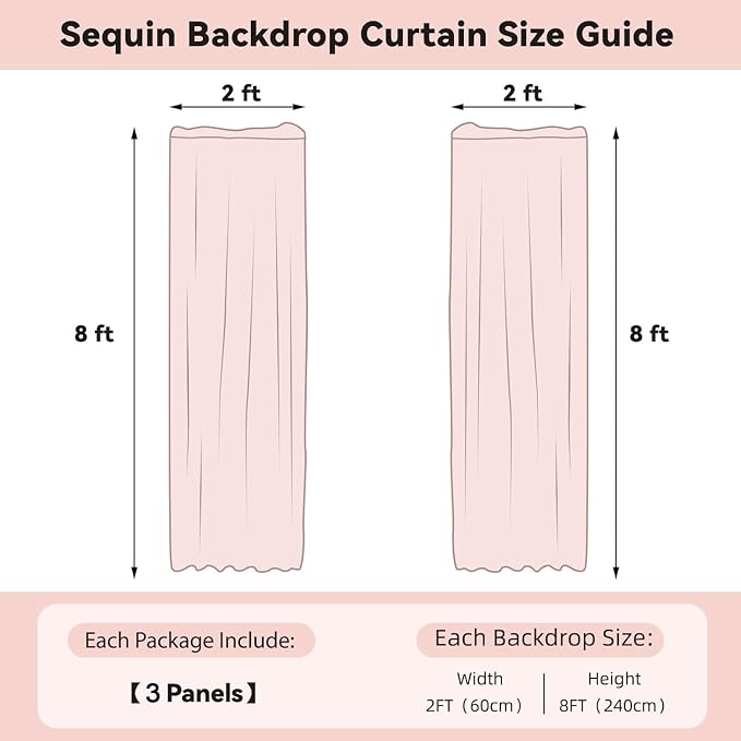 Sugargirl Royal Blue Sequin Backdrop Curtain 3 Panels 2FTx8FT Glitter Royal - Image 6