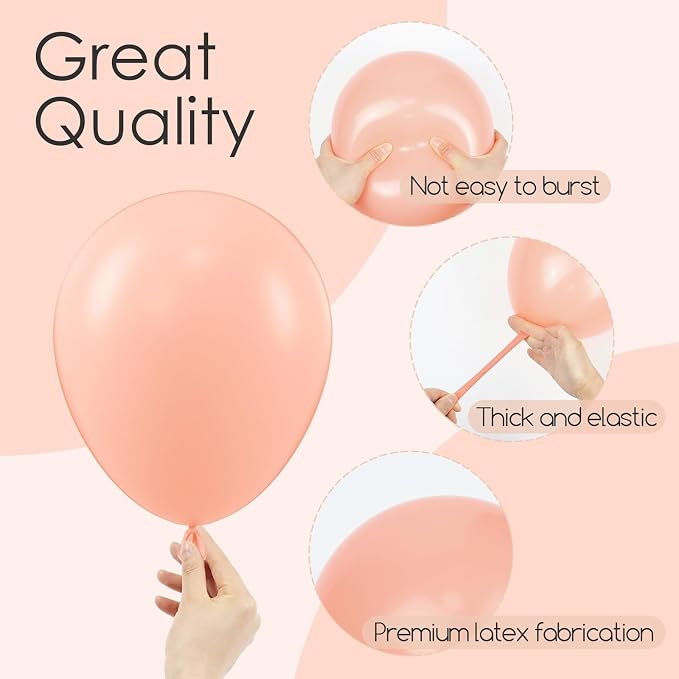 110pcs Peach Balloons, 18 12 10 5 inch Pastel Orange Balloons Different Sizes - Image 3