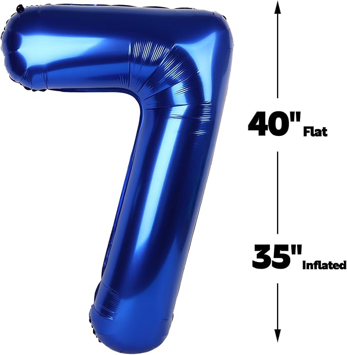 Night Blue Number 7 Balloon 40 inch, 7th Birthday Party Balloons Decorations | - Image 2