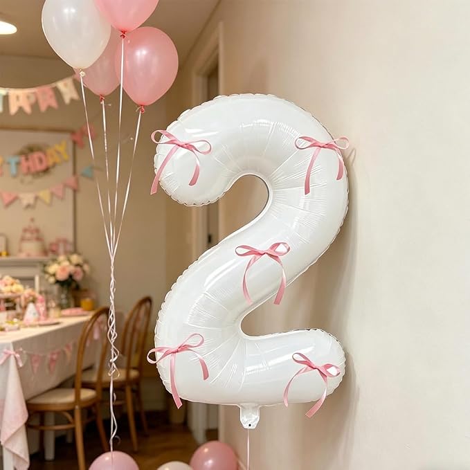 32 Inch White Number Foil Balloon - Image 2