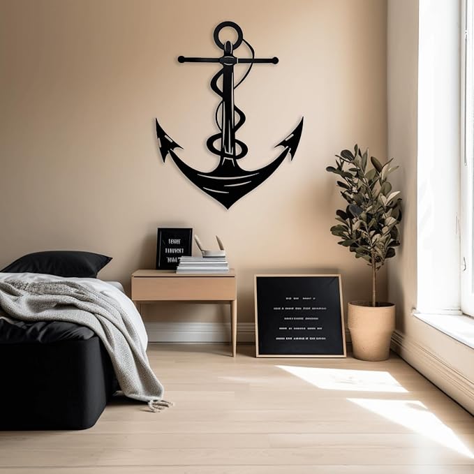 XXQ Anchor Metal Wall Decor, Anchor Metal Wall Art for Bedroom Living Room Dorm Antique Anchor Wall Decor Antique Metal Anchor Farmhouse Decor (Whhite, 24" x 35" / 60 x 90cm)