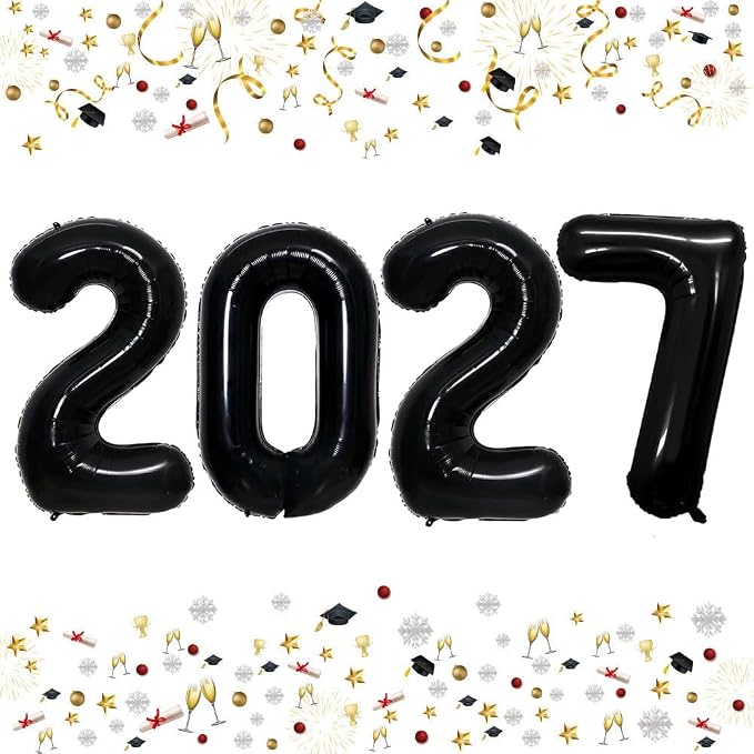 Black 2027 Foil Number Balloons by GOER