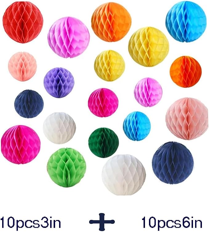 20pcs Honeycomb Flower Balls Party Honeycomb Balls Decoration Paper Flower - Image 2