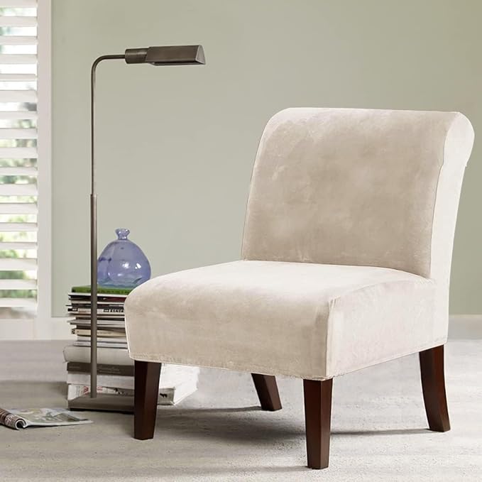 H.VERSAILTEX Armless Accent Chair Covers Thick Velvet Armless Chair Slipcovers - Image 2