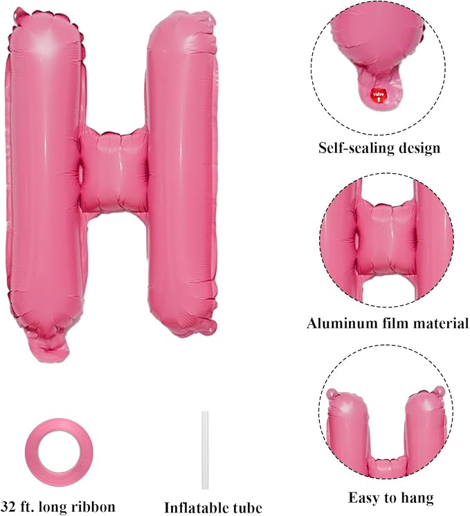 Happy Birthday Balloons Banner Pink Mylar Letter Sign | 16 Inch Reusable Foil - Image 5