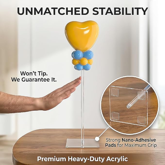 12 Pack Clear Acrylic Balloon Stand 15.75 inch Party Centerpiece Kit - Image 3