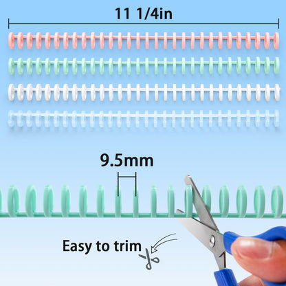 Binding Spines/Coils/Combs Easy to Open Close Adding Pages for Binding Machine Worklion,26pcs，Diameter 1/2"， 30 Ring， Maximum 85 Sheets， Multicolor Trimmable Binding Combs