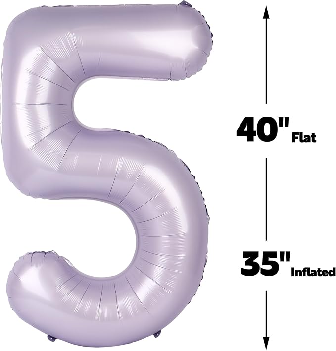 Lilac Number 5 Balloon 40 inch, Lavender Birthday Party Balloons Decorations | - Image 3