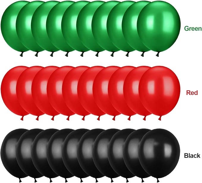 TecUnite 100 Pieces Red Black and Green Balloons Juneteenth Freedom Day 13 Inch - Image 6