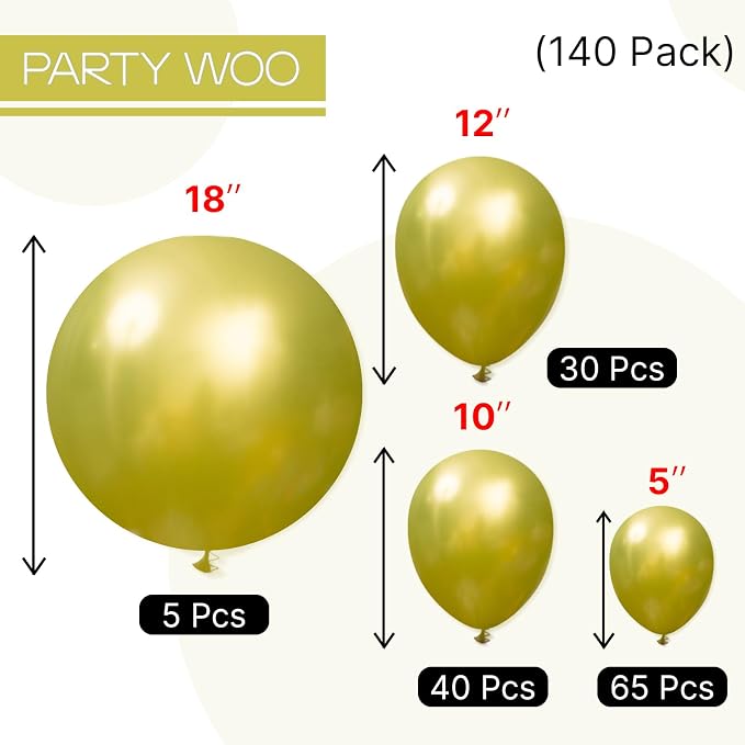 PartyWoo Metallic Lime Green Balloons 140pcs Metallic Light Pastel Green | 18 - Image 6