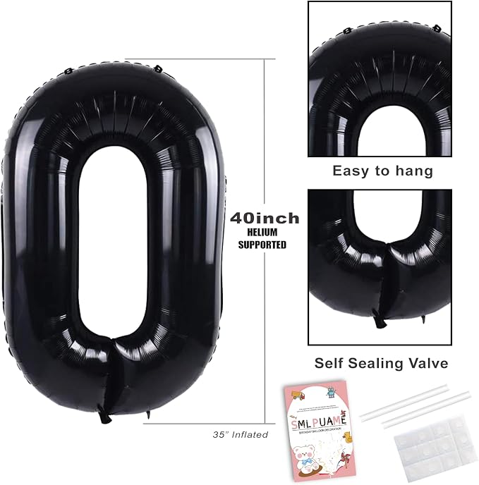 40 inch Number Balloon 0-9 Black Large Number 30 Balloons, Digital Balloons - Image 6