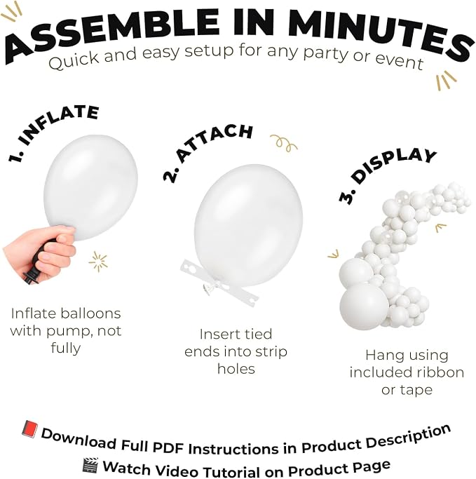 Vellax 146-Pc Black Balloon Garland Arch Kit, Baby Shower, DIY | 146-pc black - Image 3