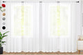 SpaceDresser Sheer White Curtains 4 Panels Rod Pocket Semi-Sheer Curtain 96 by SpaceDresser