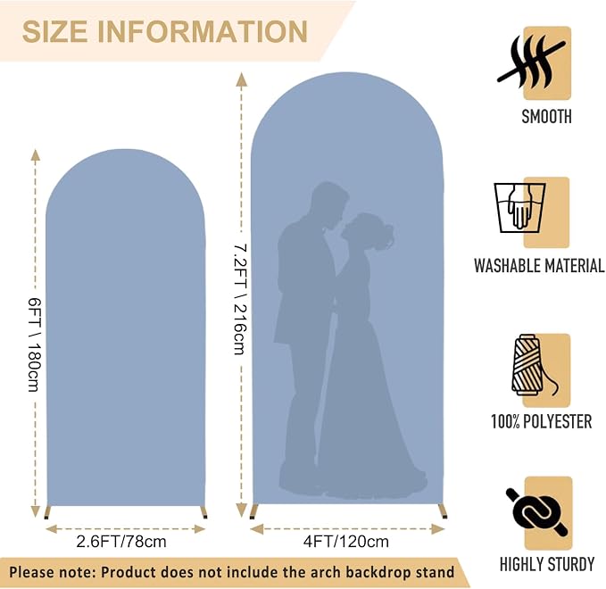 FANPROMS Wedding Arch Cover Set of 2 Dusty Blue Wedding Arch Cover 6FT 7.2FT - Image 2