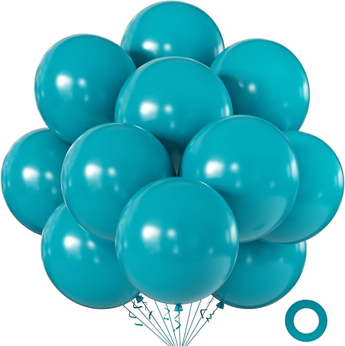 Peacock Blue Balloons 18 Inch 24 Pack Matte Helium Latex Round Balloons by KALOR
