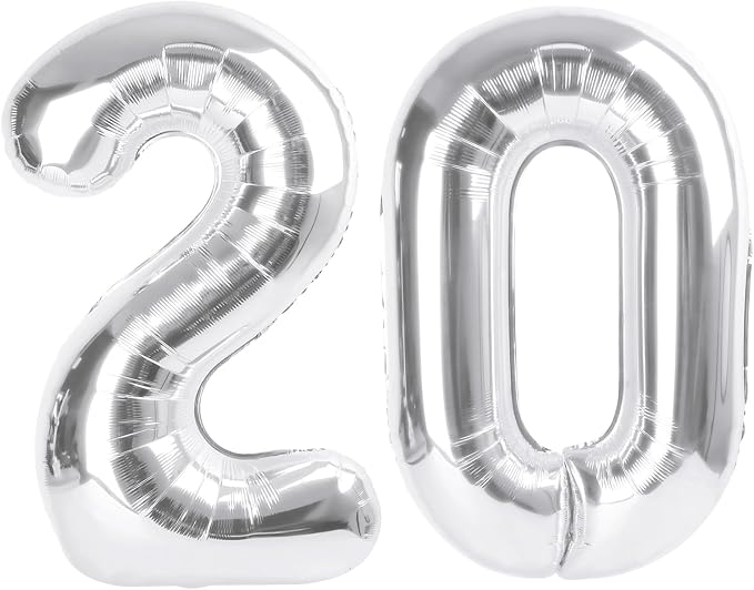 20 Balloons Number for 20th Birthday Party Decorations Women Men, Inflation by Mluchee