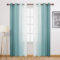 DWCN Blue Faux Linen Ombre Sheer Curtains by DWCN