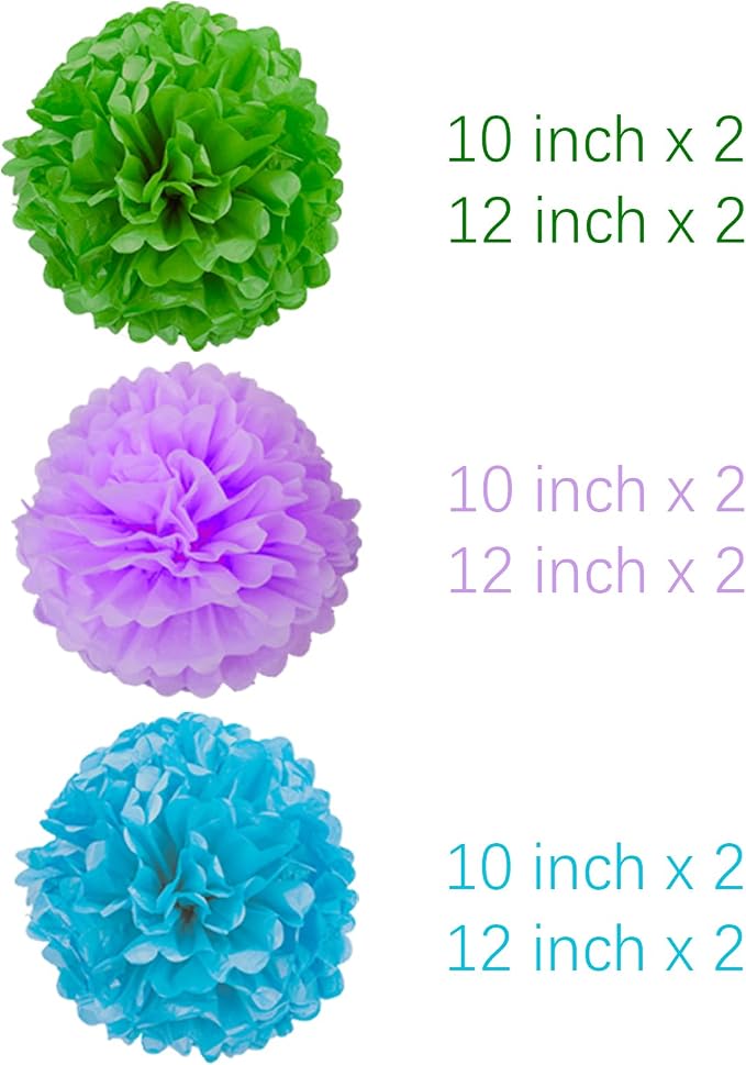 Blue Green and Purple Tissue Pom Poms Paper Kit DIY Decorative Flowers Ball - Image 3