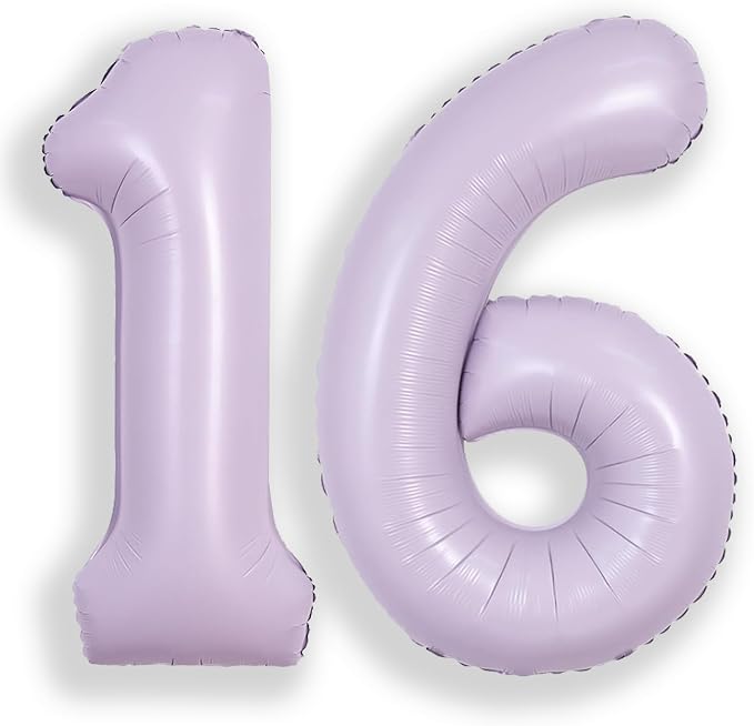 SUWEN 40 Inch Light Purple Lavender Big 16 Balloon Number Foil Helium 0-9 | by SUWEN