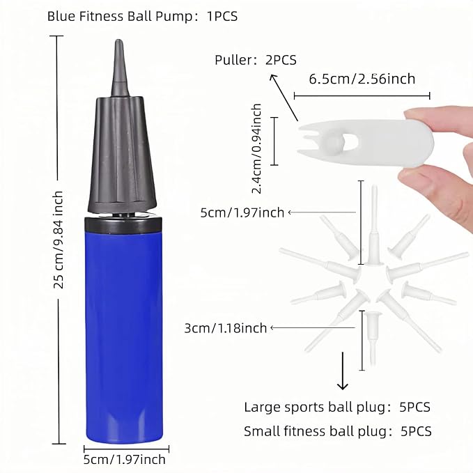 Ball Pump Set, 13-Piece Blue Sports Ball Inflator Kit - Image 2