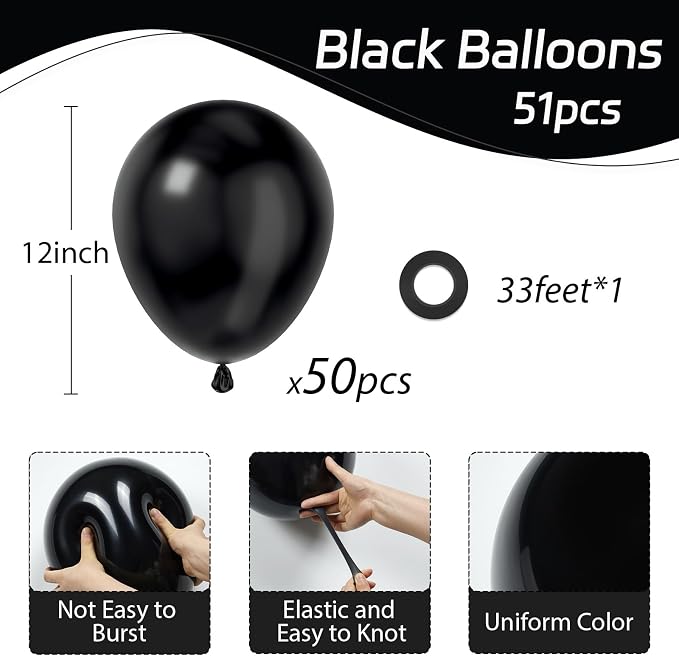 Awenztech Black Balloons 12 inch - Image 2