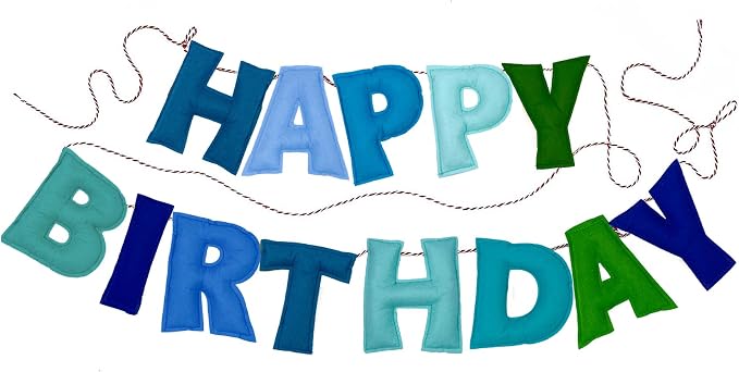 Pre-Strung 3D Felt Happy Birthday Banner, Handmade Happy Birthday Sign by Unknown