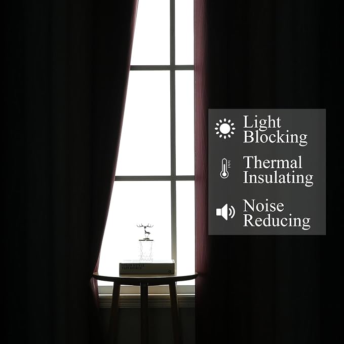 Navy Blue and Burgundy Red Ombre Blackout Curtains 90 Inch Length - Image 3